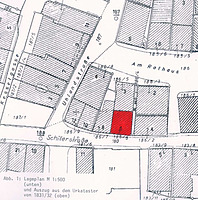 Lageplan, Auszug aus dem Urkataster von 1831/32 / Wohn- und Geschäftshaus in 71522 Backnang Lageplan, Auszug aus dem Urkataster von 1831/32 / Wohn- und Geschäftshaus in 71522 Backnang