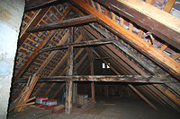 2.DG. Bauzeitlicher Querbund, verblattete Riegel. / Wohnhaus in 88682 Salem-Neufrach (05.06.2015)