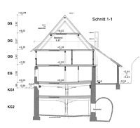Querschnitt S-N-Querschnitt (Holderer 2010) / Fachwerkhaus in 79346 Endingen (13.04.2016 - Holderer (2010)) Querschnitt S-N-Querschnitt (Holderer 2010) / Fachwerkhaus in 79346 Endingen (13.04.2016 - Holderer (2010))