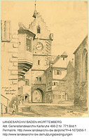 Franziskanertor, auch Barfüßertor in 88662 Überlingen (https://www2.landesarchiv-bw.de/ofs21/bild_zoom/zoom.php?bestand=24151&id=3484478&gewaehlteSeite=04_0001670656_0001_4-1670656-1.png&screenbreite=1360&screenhoehe=768)