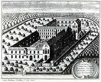 Klosteranlage um 1740 (Kupferstich von Johann Matthias Steidlin, Augsburg) / Ehem. Kloster St. Katharina in 78465 Konstanz-Litzelstetten Klosteranlage um 1740 (Kupferstich von Johann Matthias Steidlin, Augsburg) / Ehem. Kloster St. Katharina in 78465 Konstanz-Litzelstetten