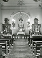 Blick zum Chor nach Nordosten / Kath. Filialkirche St. Maria Empfängnis in 79848 Bonndorf-Boll (Bildarchiv der Bau- und Kunstdenkmalpflege, Freiburg (LAD))