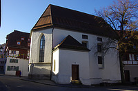 Ehem. Heilig-Geist-Spital, Nordostansicht Groggentalgasse / Ehem. Heilig- Geist Spital, profanierte Kapelle, jetzt städt. Museum in 89584 Ehingen (Donau) (15.02.2019 - Christin Aghegian-Rampf)
