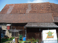 Ostansicht mit dem südlichen (nachbarlichen) Scheunenteil / Ehem. Schafscheune in 74673 Mulfingen-Simprechtshausen (25.07.2018 - Bastian Heuberger) Ostansicht mit dem südlichen (nachbarlichen) Scheunenteil / Ehem. Schafscheune in 74673 Mulfingen-Simprechtshausen (25.07.2018 - Bastian Heuberger)