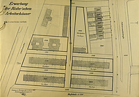 Lageplan der Knopfhäuslesiedlung, 1928. / Knopfhäuslesiedlung in 79117 Freiburg, Wiehre (04.2019 - Siehe Kapitel "Quellenauswertung" im Gesamtbericht (enthalten in der zugeordneten Dokumentation unter "Texte"). Einarbeitung in den Gesamtbericht: Dipl. Ing. Stefan King, Freiburg.)