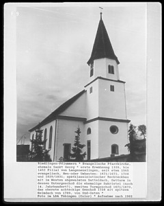 Südostansicht / Ev. Kirche St. Georg in 88499 Pflummern (nach 1982 - Landesamt für Denkmalpflege Baden-Württemberg, Außenstell Tübingen)