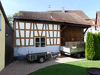 Ansicht südliche Traufseite / Scheune zu Haus "An der Stalden 12" in 78337 Öhningen (2024 - Burghard Lohrum) Ansicht südliche Traufseite / Scheune zu Haus "An der Stalden 12" in 78337 Öhningen (2024 - Burghard Lohrum)