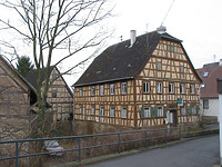 Nordansicht des Anwesens mit Gasthaus und zwei Scheunen (2008) / Gasthaus Ochsen in 74206 Bad Wimpfen - Hohenstadt Nordansicht des Anwesens mit Gasthaus und zwei Scheunen (2008) / Gasthaus Ochsen in 74206 Bad Wimpfen - Hohenstadt