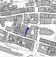 Auf dem Lageplan deutlich zu erkennen sind der Laubengang im Westen zur Remise an der Seestraße im Süden. Lageplan 2007 (Vorlage LV-BW) / Stadthaus mit Remise in 78315 Radolfzell, Radolfzell am Bodensee