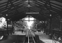 Bergbahn, Station Molkenkur, Einstiegshalle von 1906, Innenbereich, Blick nach Norden,
Urheber: Regierungspräsidium Karlsruhe, RPK, Ref. 26 / Bergbahn in Heidelberg, Altstadt