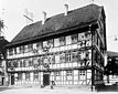 Rathaus, 1619, aufgen. ~ 1910, Ansicht NO 
Quelle: Bildarchiv Foto Marburg / Gasthaus Zum güldenen Hirschen, später Rathaus in 74740 Adelsheim