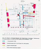 ehem. Gasthaus „Zum Löwen“, Befund- und Bauperiodenplan, EG
Quelle: Hans-Hermann Reck / Ehem. Gasthaus „Zum Löwen“ in 74889 Sinsheim-Hilsbach