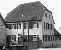 Ev. Pfarrhaus, Ansicht Nordosten
Quelle: Sternemann, Hugo (Sinsheim, Architektur- und Städtebaubüro)  / Evangelisches Pfarrhaus in  7488 Sinsheim-Adersbach 