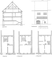 Ansicht, Querschnitt und Grundrisse der einzelnen Geschosse / Wohnhaus in 78050 Villingen (20.04.2011 - unbekannt)