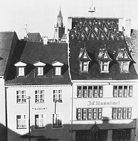 Zunfthaus der Bäcker (links) und "Haus zum roten Korb" (1965) / Wohnhaus; Haus zum roten Korb in 78426 Konstanz (Bildindex Foto Marburg (B´635 / 11))
