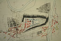 Johann, Krieg, Riss von Kirchberg (Ausschnitt Bergsporn mit Schlossanlage), 1747 [Reproduktion] / Schloss Kirchberg an der Jagst in 74592 Kirchberg an der Jagst (01.01.1747 - Reproduktion im Rathaus Kirchberg)