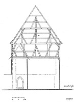 Systemskizze Ansicht von West / Wohnhaus in 79219 Staufen, Staufen im Breisgau (21.08.1984 - Burghard Lohrum)