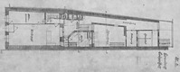 Grundriss Erdgeschoss mit Lage der Schnitte a–b und c–d, Plan von 1919 / ehem. Gasthaus "Goldener Becher" in 79219 Staufen, Staufen im Breisgau (Burghard Lohrum: Staufener Häuser aus sieben Jahrhunderten, Baugeschichtlicher Stadtkataster. In: Regierungspräsidium Stuttgart, Landesamt für Denkmalpflege; Arbeitskreis für Hausforschung, Regionalgruppe Baden-Württemberg (Hrsg.): Südwestdeutsche Beiträge zur historischen Bauforschung, Band 9, 2013, S.96)