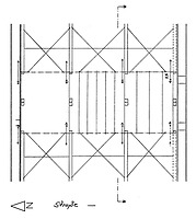 Grundriss 2. Dachgeschoss, 1545 (d) / ehem. Gasthaus "Goldener Becher" in 79219 Staufen, Staufen im Breisgau (Burghard Lohrum: Staufener Häuser aus sieben Jahrhunderten, Baugeschichtlicher Stadtkataster. In: Regierungspräsidium Stuttgart, Landesamt für Denkmalpflege; Arbeitskreis für Hausforschung, Regionalgruppe Baden-Württemberg (Hrsg.): Südwestdeutsche Beiträge zur historischen Bauforschung, Band 9, 2013, S.98)