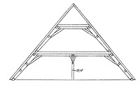 Systemskizze Querschnitt Dachwerk / Wohn- und Geschäftshaus in 79219 Staufen, Staufen im Breisgau (01.10.1988 - Burghard Lohrum)