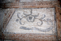 Wohnhaus 1. OG, nordwestl. Eckraum (Malerei mit Inschrift, 2. H. 17. Jh.) / "Heggbacher Hof" in 88677 Markdorf (29.02.2012 - A. Kuch)