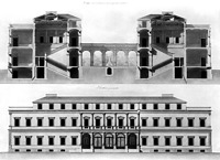 Ansicht und Querschnitt des Wilhelmspalais von Giovanni Salucci (1830er Jahre) / Wilhelmspalais in 70173 Stuttgart, Stuttgart-Mitte (Stadtmuseum Stuttgart)