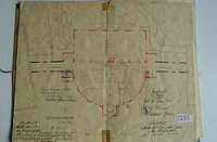 Grundrissstruktur des Obergeschosses des ersten Baugesuchs  / Kapellensaal in 74523 Schwäbisch Hall, Evang. Diakonissenanstalt (strebewerk. Riegler Läpple, Partnerschaft Diplom-Ingenieure)